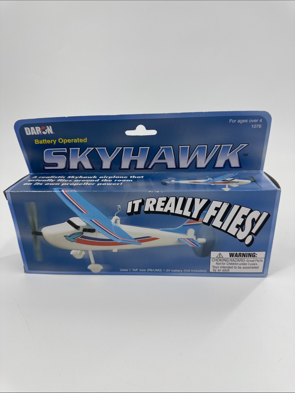 DARON Skyhawk Battery Operated Kids Toy Airplane - Blue & White For Ages 4+